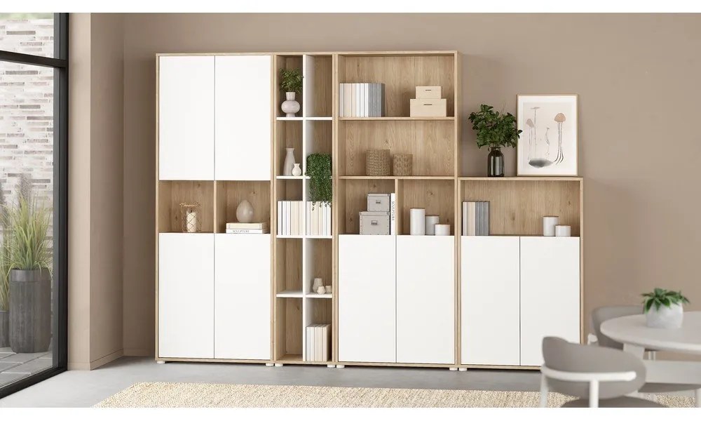 Natúr színű könyvespolc tölgyfa dekorral 80x124 cm Sign – Tvilum