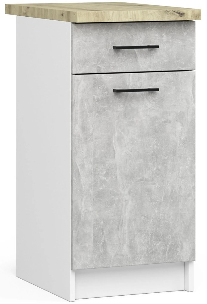 Konyhabútor 180 cm Ozara (fehér + beton). 1071164