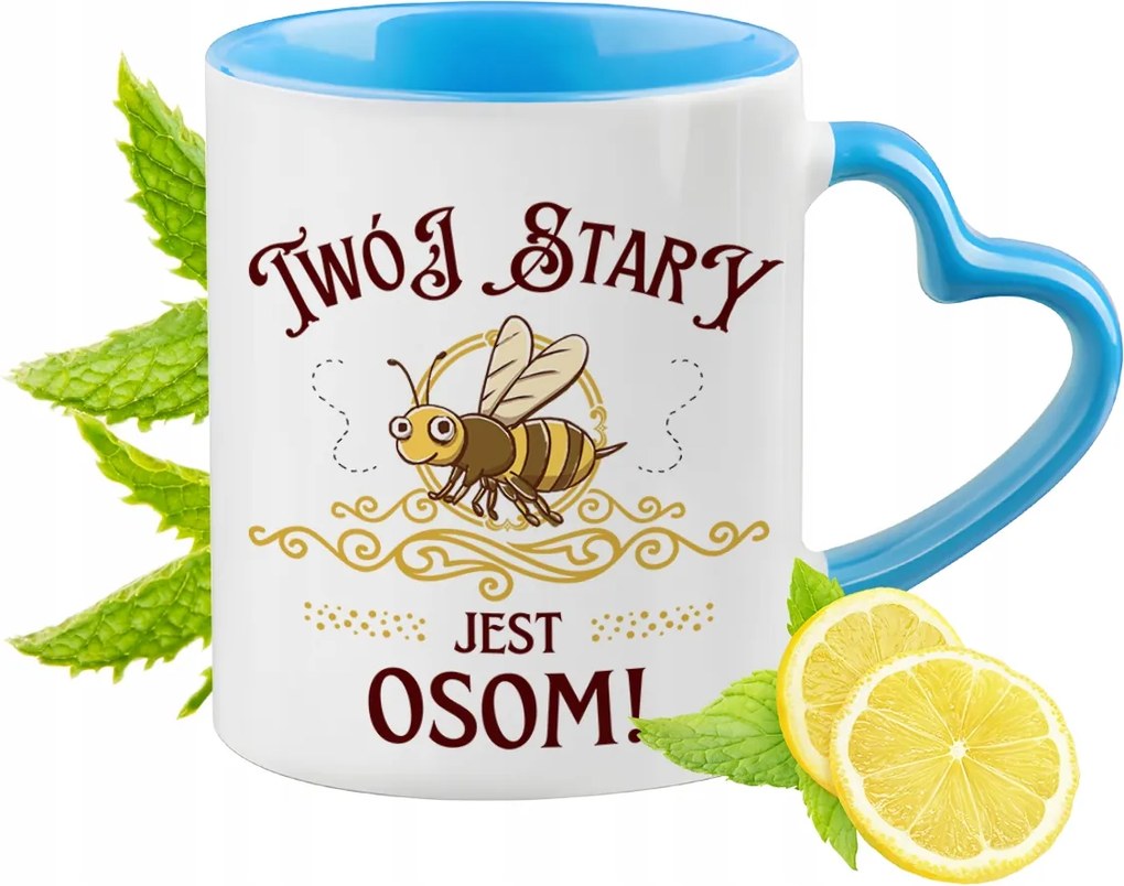 Régi kék bögre szív alakú füllel ajándékba