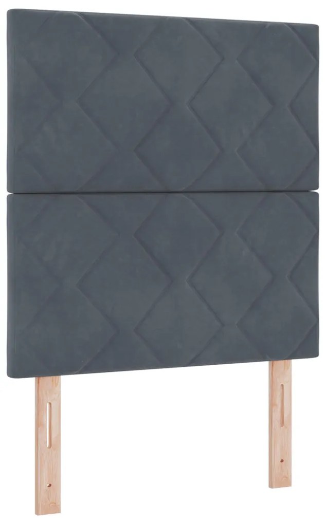 Boxspring Ágy Kárpittal és LED Világítással Sötétszürke 80x200 cm