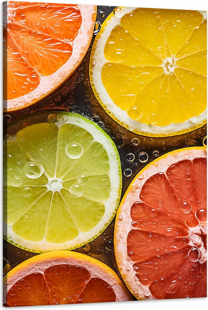 Vászonkép Citrus Frissesség Lime Grapefruit Citrom 60x90