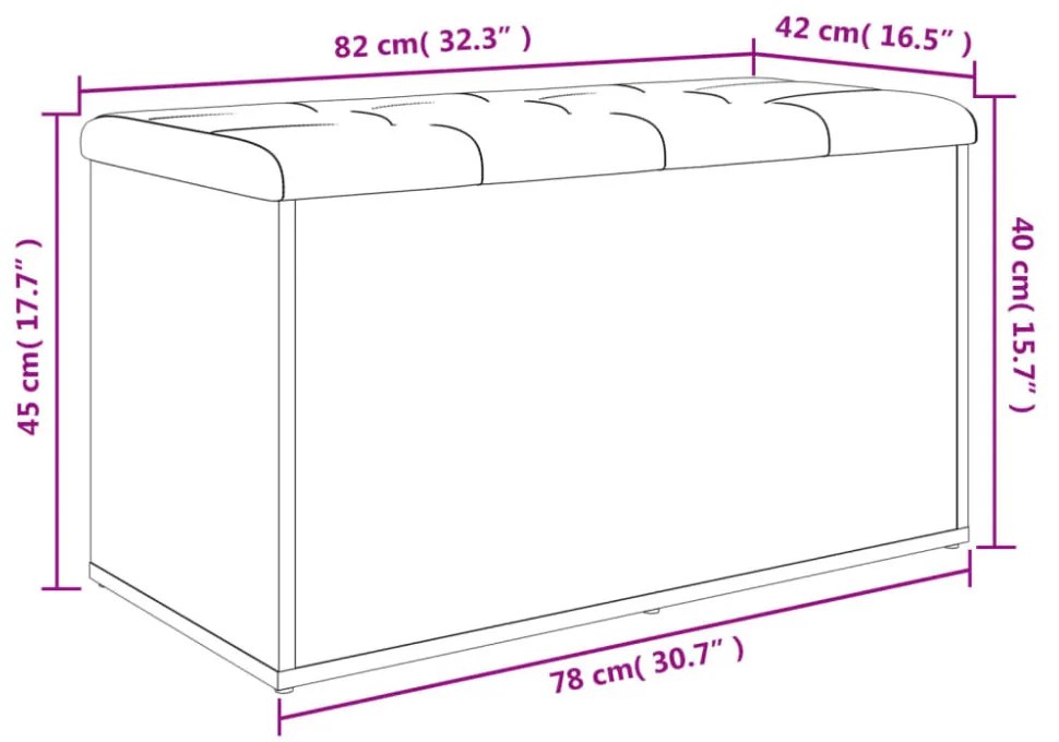 füstös tölgy színű szerelt fa tárolópad 82 x 42 x 45 cm
