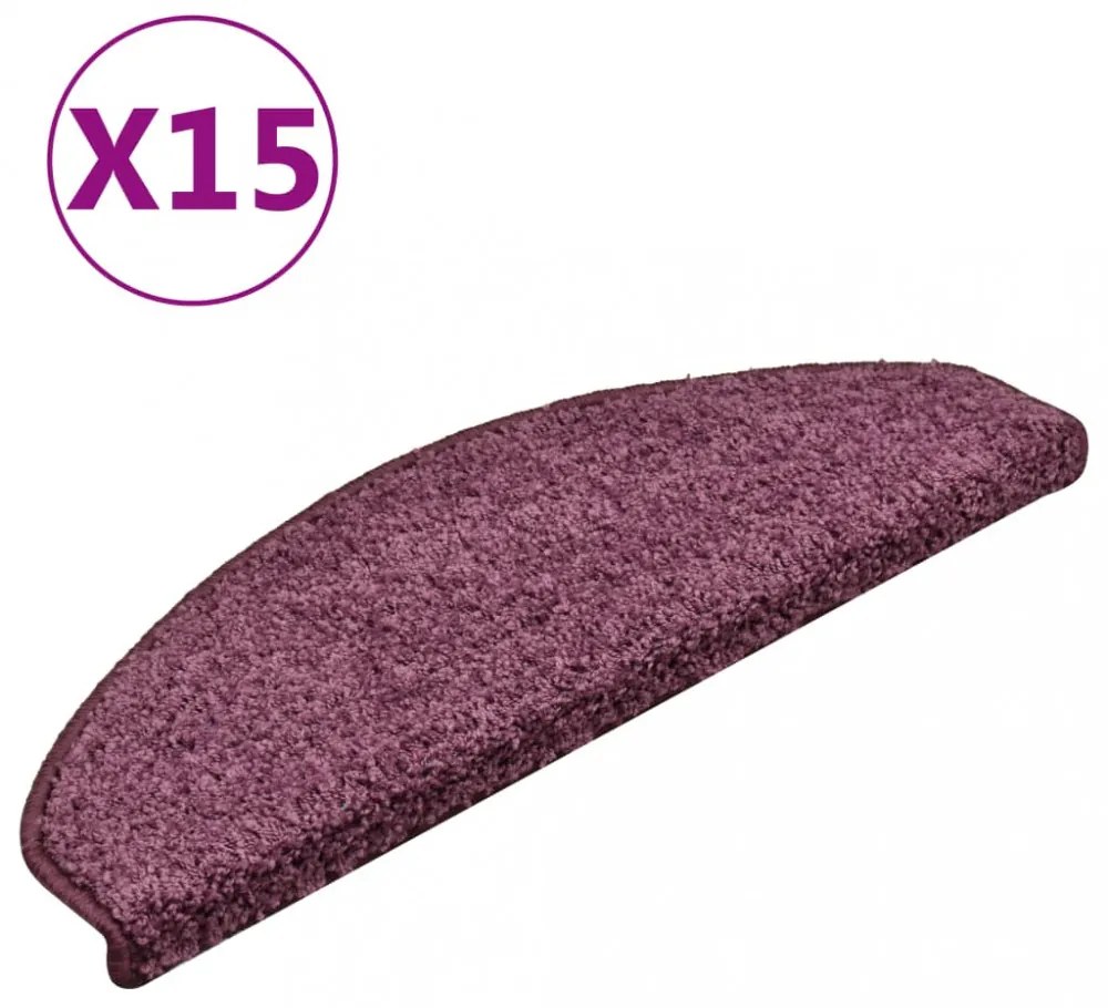 15 db sötétlila lépcsőszőnyeg 65 x 21 x 4 cm