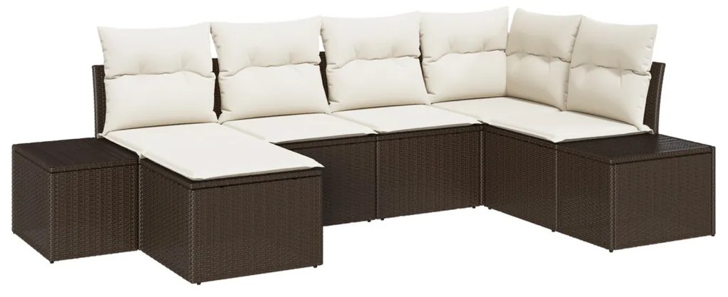 Kerti Kanapé Szett 6 pcs Barna és krémszínű 264 x 154 x 85 cm