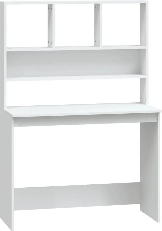 vidaXL fehér szerelt fa íróasztal polcokkal 102 x 45 x 148 cm