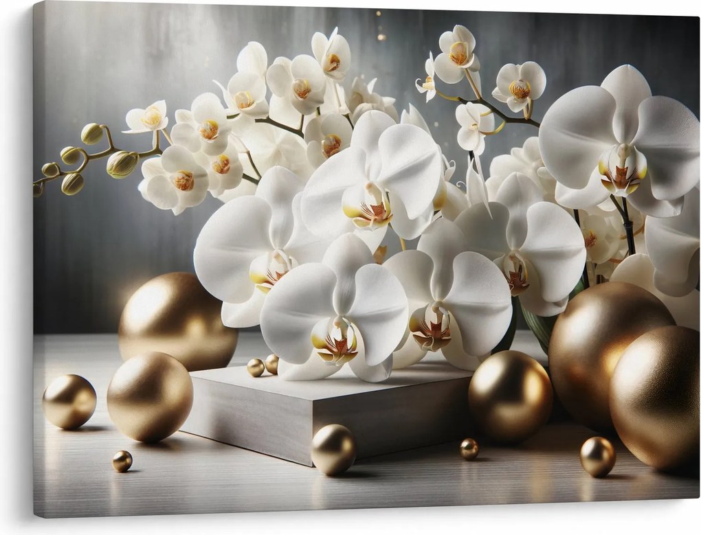 Kép - Orchidea és aranygolyók (70x50 cm)