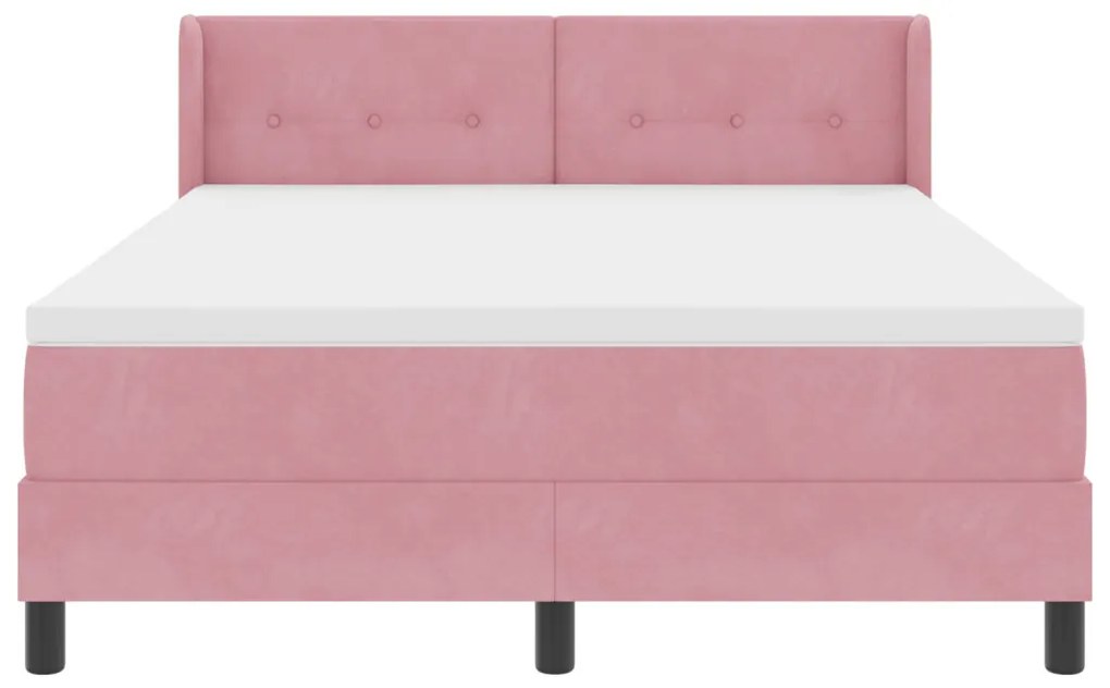 Boxspring Ágy Matraccal Rózsaszín 140x190 cm Bársonyos