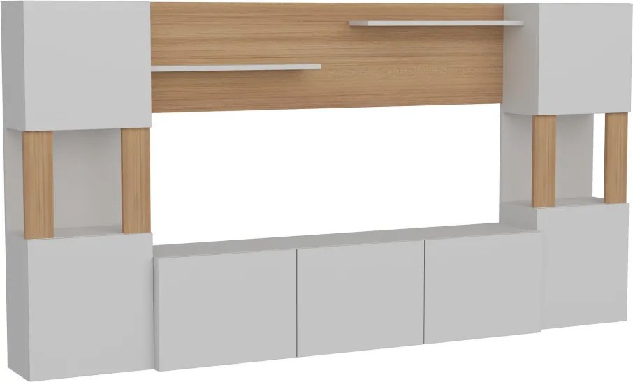 Lore TV-állvány, fehér-teak, 160 cm