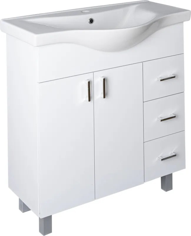 VivaStyle BIANKA 80 lábon álló fürdőszobabútor 3 fiókos Sanovit ALBATROS 10080 mosdóval 80 x 46 cm