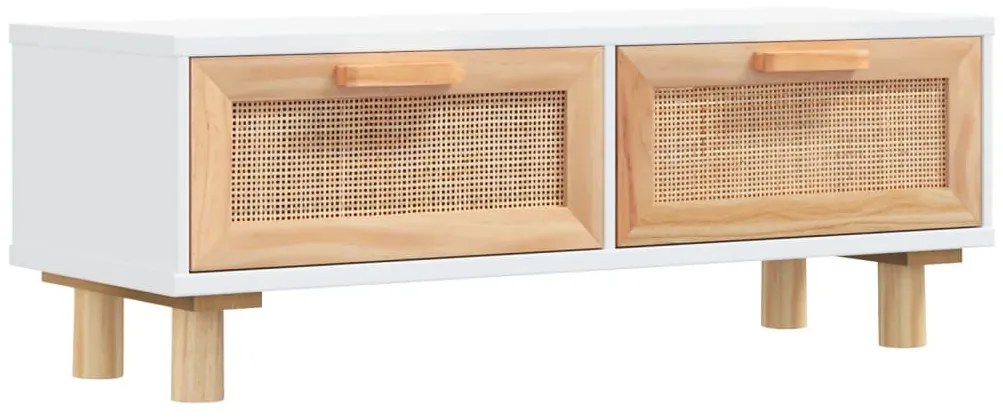 Fehér szerelt fa és tömör fenyőfa dohányzóasztal 80x40x30 cm