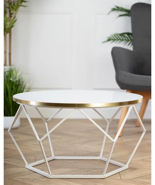 Kávésasztal DIAMOND 40x70 cm arany/fehér