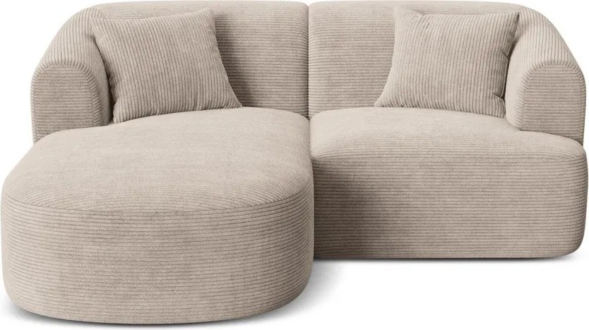 Világosbarna kordbársony sarokkanapé (bal oldali-heverő résszel) Campi – Cosmopolitan Design