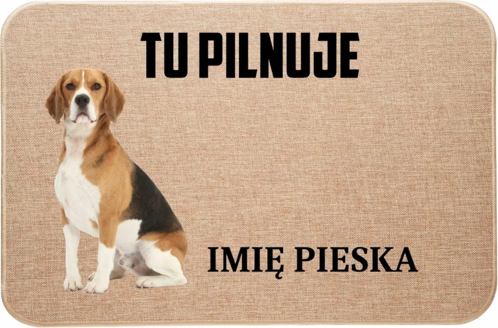 Lenvászon Lábtörlő Itt Őrzi Beagle Kutyus Neve