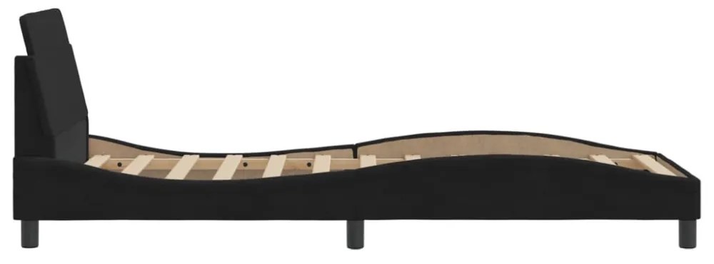 fekete bársony ágykeret fejtámlával Dover 90x200 cm