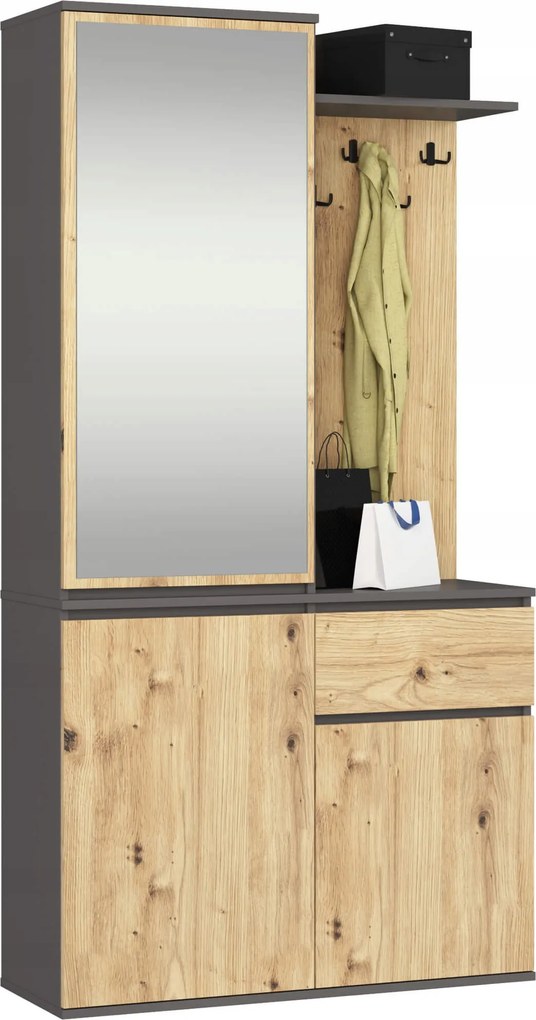 Előszoba Szett Entro Pk Grafit Szürke Tölgy Artisan Akd