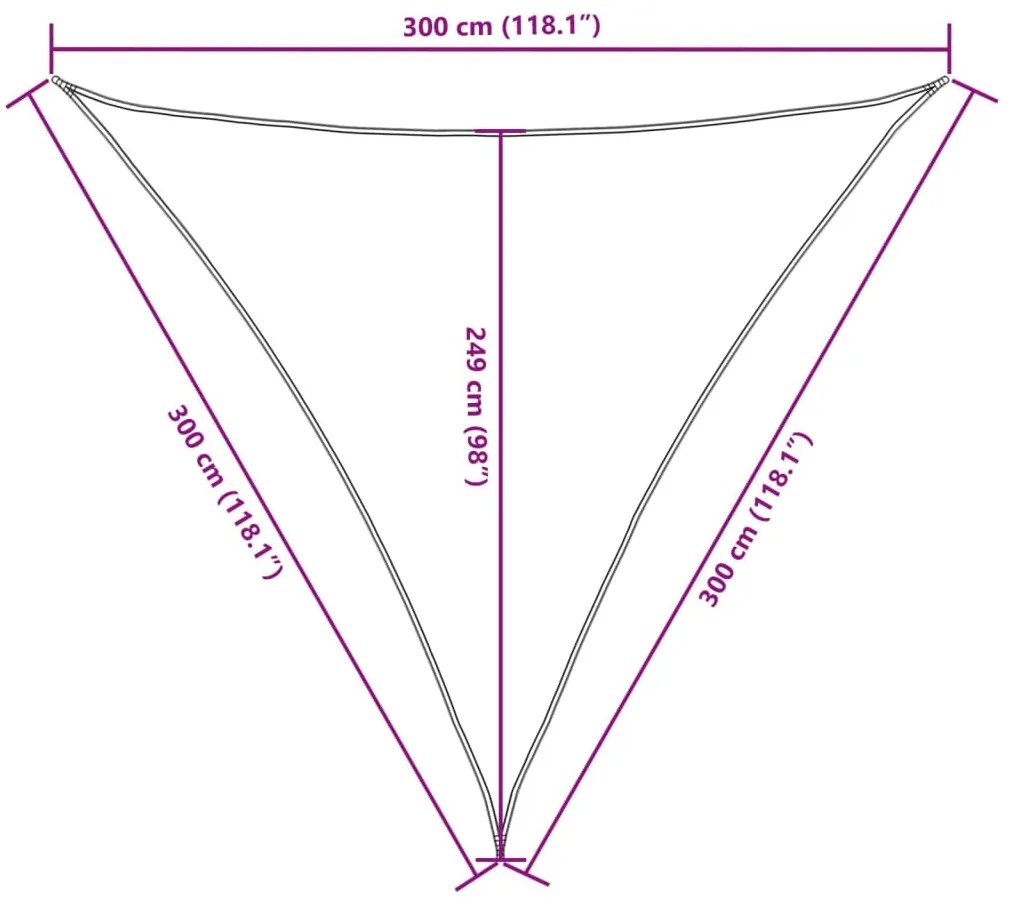 piros háromszögű oxford-szövet napvitorla 3,6 x 3,6 x 3,6 m
