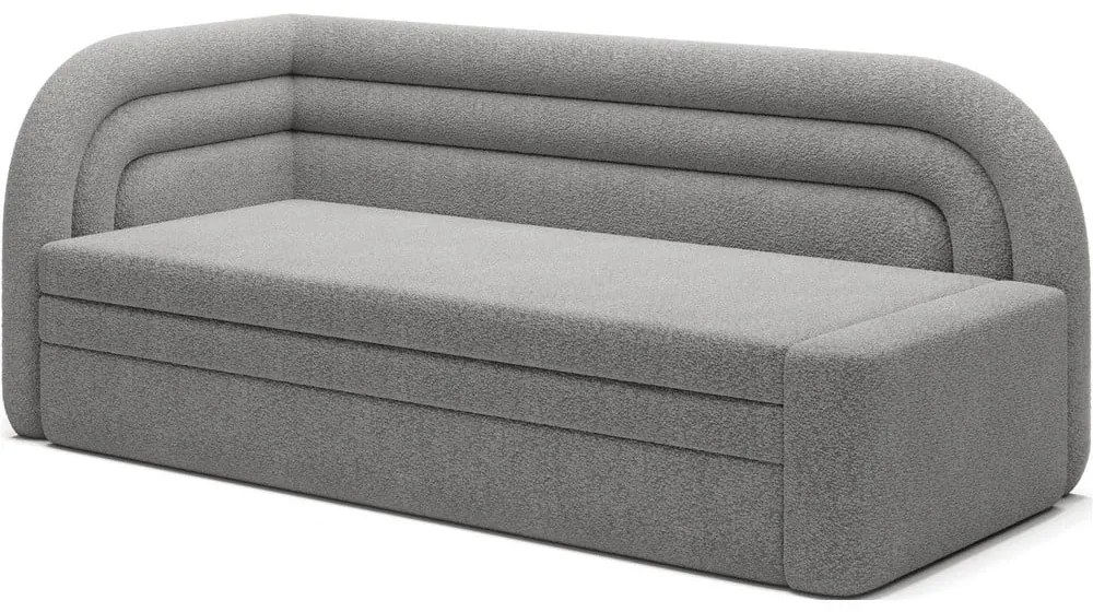 Szürke buklé kinyitható-tárolóhelyes kanapé bal oldali 223 cm Fabillo – ELTAP