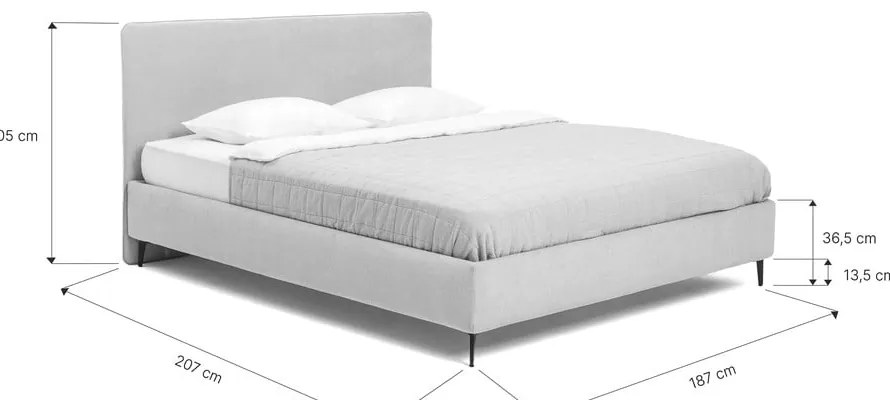Kék kárpitozott franciaágy matraccal és ráccsal 180x200 cm Noira Slim - Bonami Selection