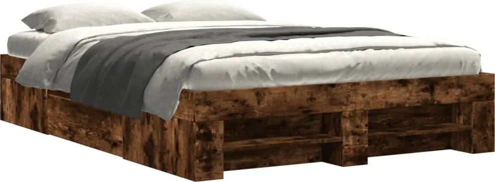 vidaXL füstös tölgy színű szerelt fa ágykeret matrac nélkül 120x190 cm