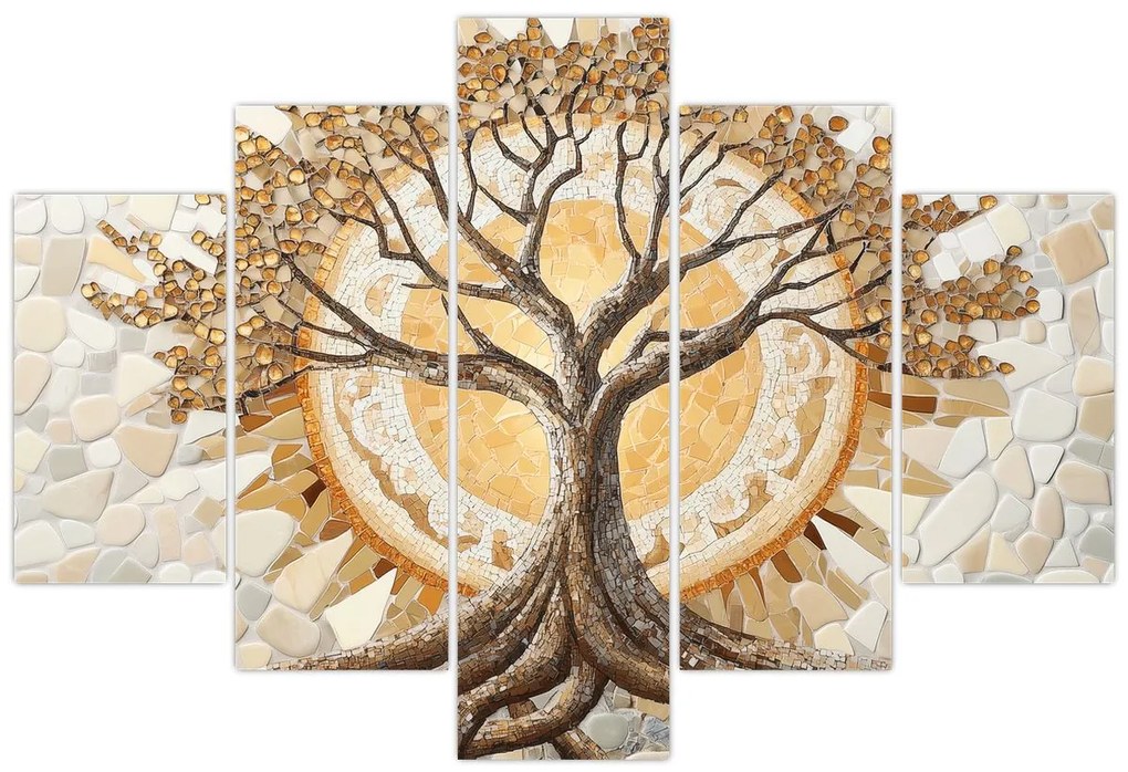Kép – Arany életfa mozaikban (150x105 cm)