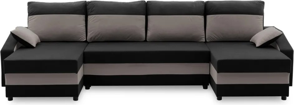 Sparta sarokkanapé, 1 ágyneműtartóval, szövet anyag, univerzális oldal, hab töltet, fekete - szürke