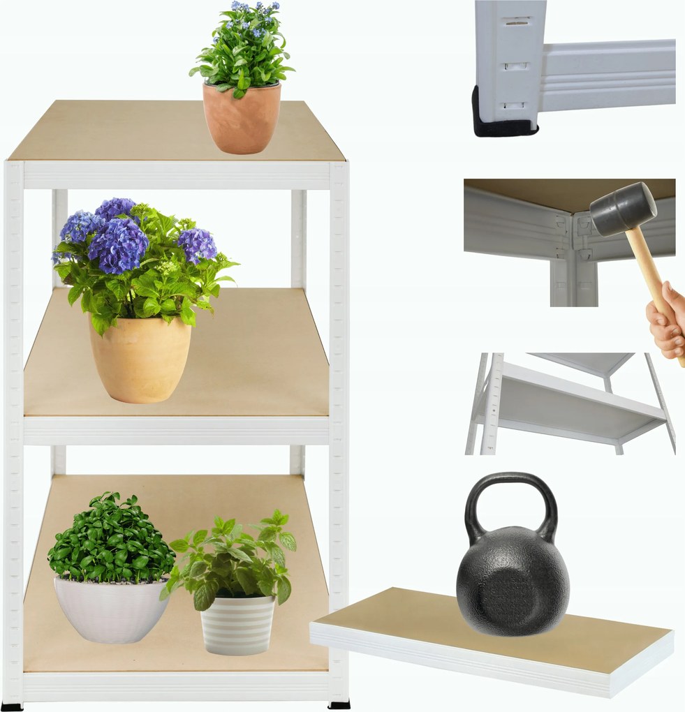 Tárolószekrény garázs fém állvány Helios 106x50x50cm 3Px175kg