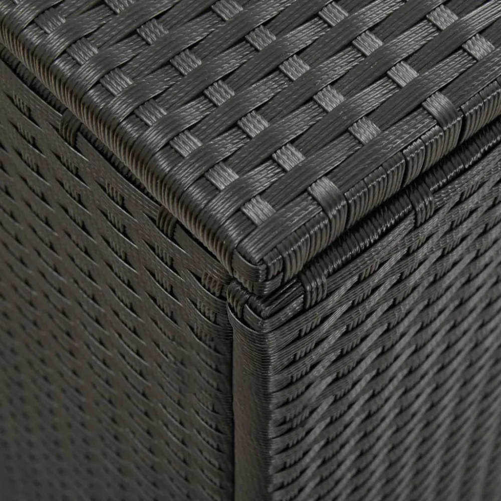 fekete polyrattan kerti tárolóláda 200 x 50 x 60 cm