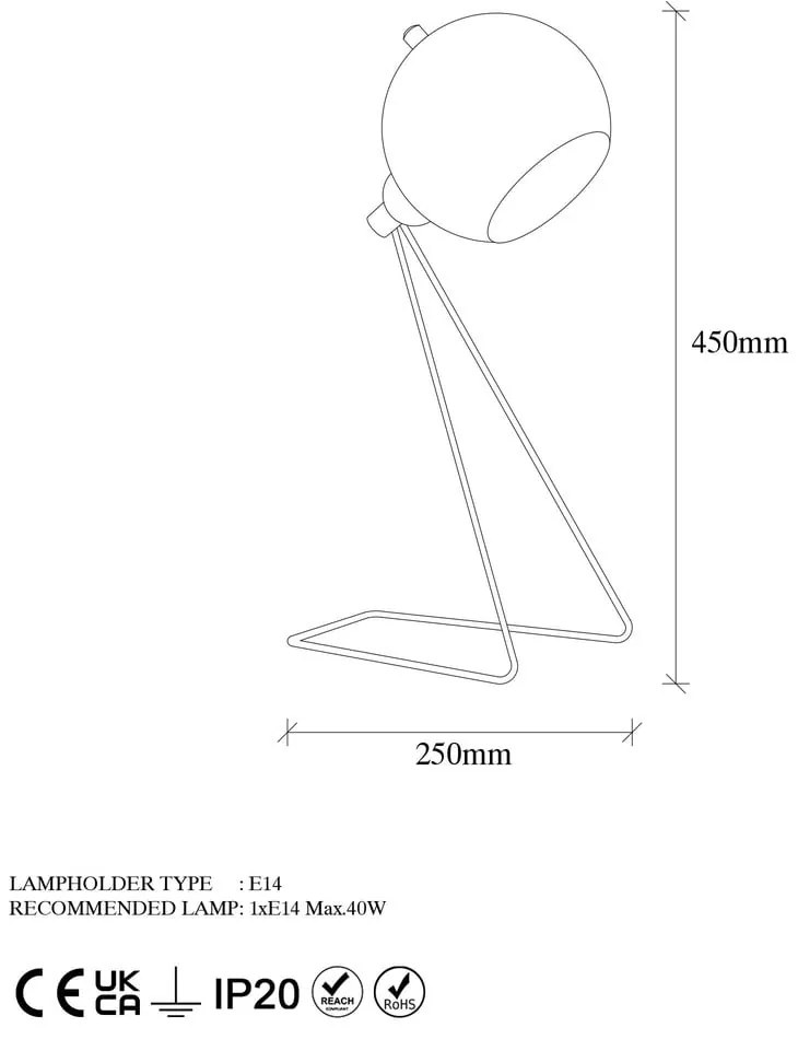 Rézszínű asztali lámpa fém búrával (magasság 45 cm) Oala – Opviq lights