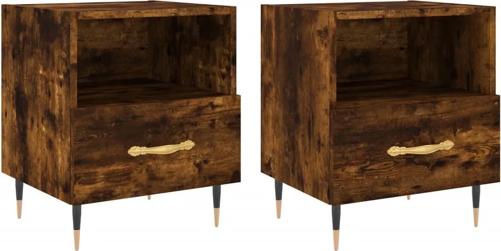 vidaXL 2 db füstös tölgy színű szerelt fa éjjeliszekrény 40x35x47,5 cm