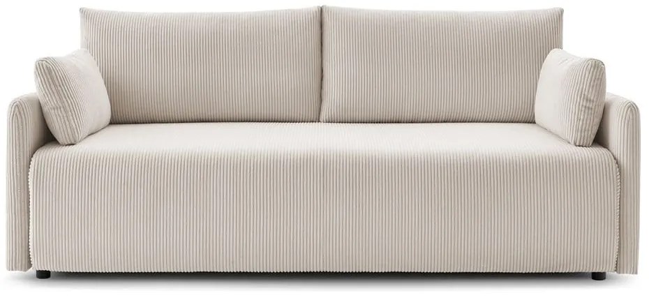 Bézs kordbársony kinyitható kanapé 211 cm Marcel – Bobochic Paris