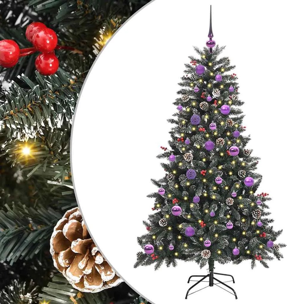 vidaXL Mű karácsonyfa 150 LED-del Zöld 150 cm PVC és Műanyag és Acél