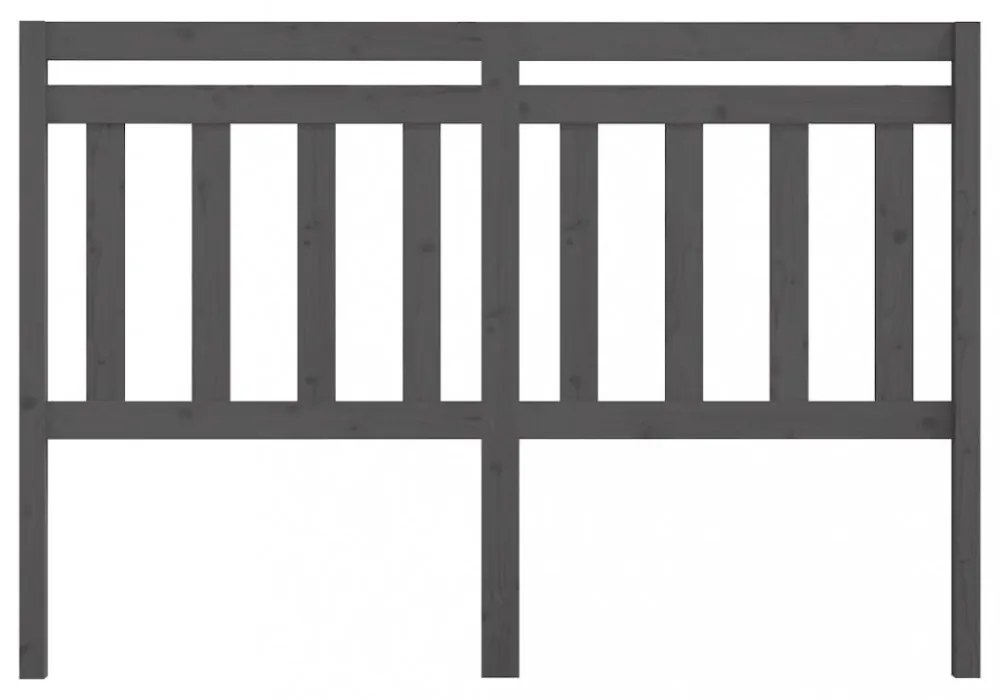 szürke tömör fenyőfa ágyfejtámla 126 x 4 x 100 cm