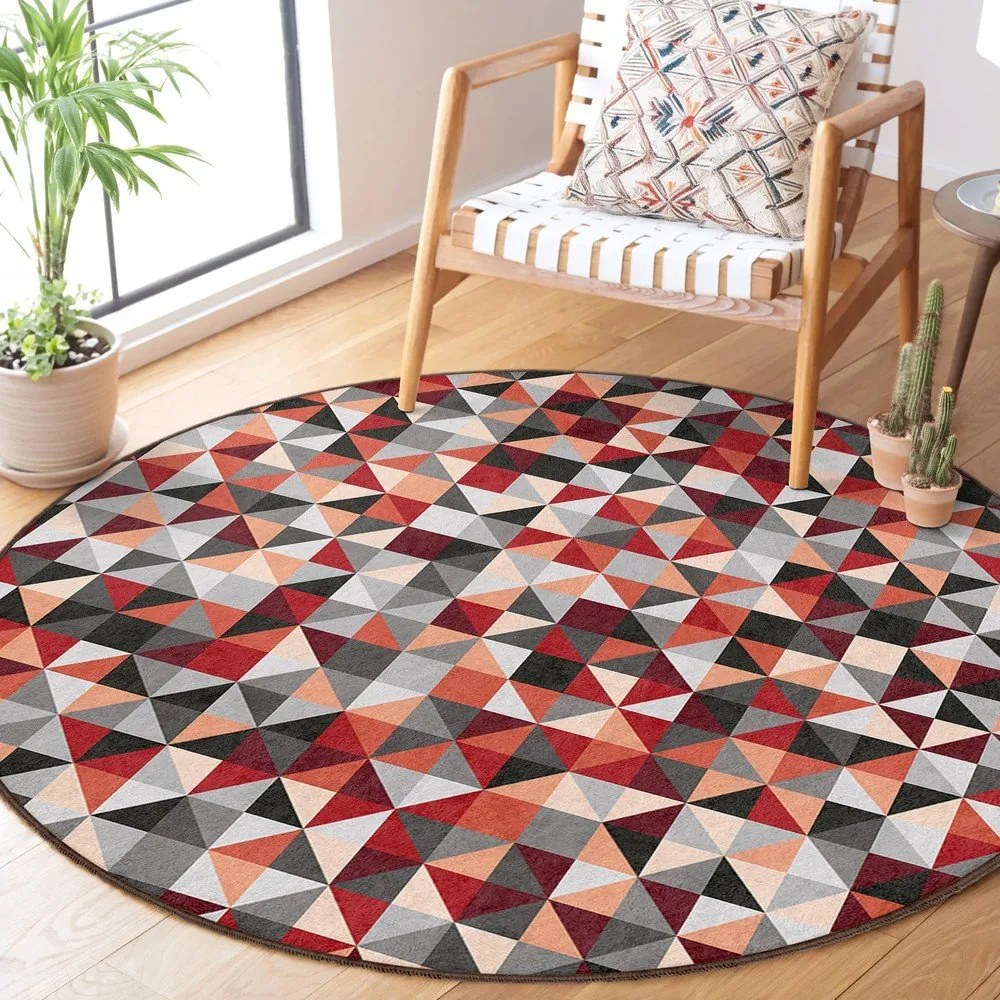 Piros-szürke mosható kerek szőnyeg ø 120 cm Ignite – Mila Home