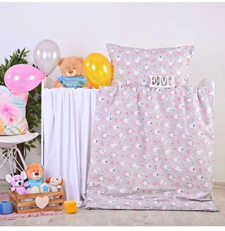 EMI Nyuszik gyermek pamut ágyneműhuzat, A standard egyszemélyes ágy szett tartalma: 1x 140x200 + 1x 70x90