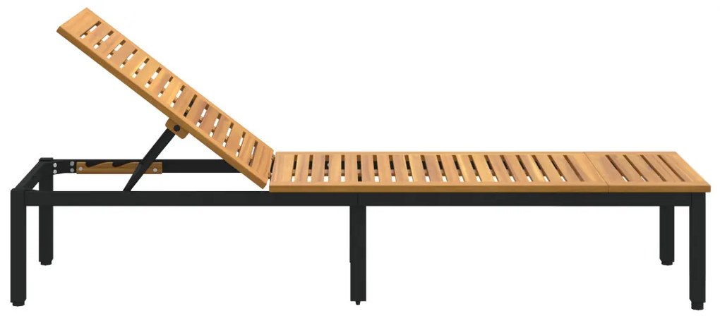 Napsütéses nyugágy Fekete 200x55x35 cm Tömör akácfa