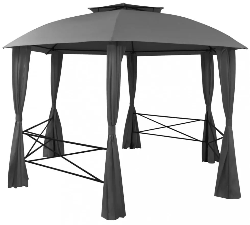 hatszögű kerti pavilon függönnyel 360 x 265 cm