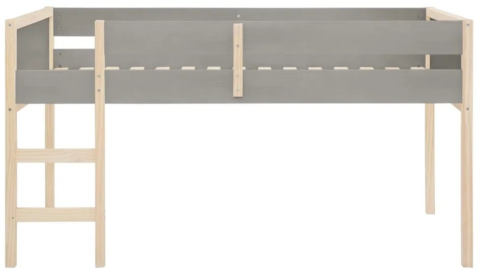 Szürke-natúr színű magasított borovi fenyő gyerekágy 90x200 cm Square – Støraa