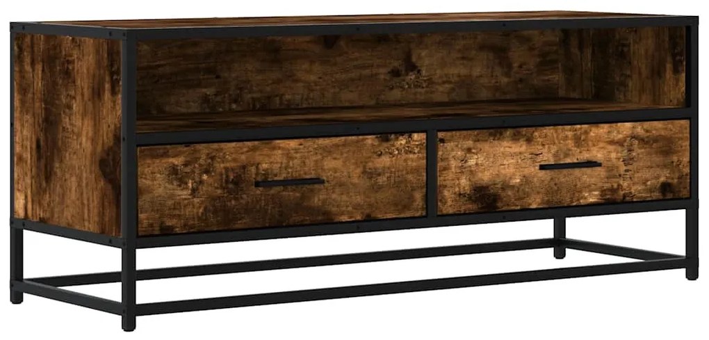 füstös tölgy színű szerelt fa és fém TV-szekrény 100x34,5x40 cm