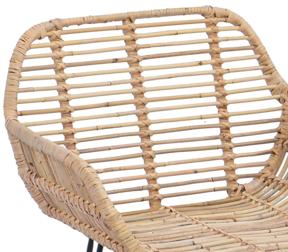 Bárszék 2 pcs Természetes 55 x 52 x 92 cm Rattan és Vas