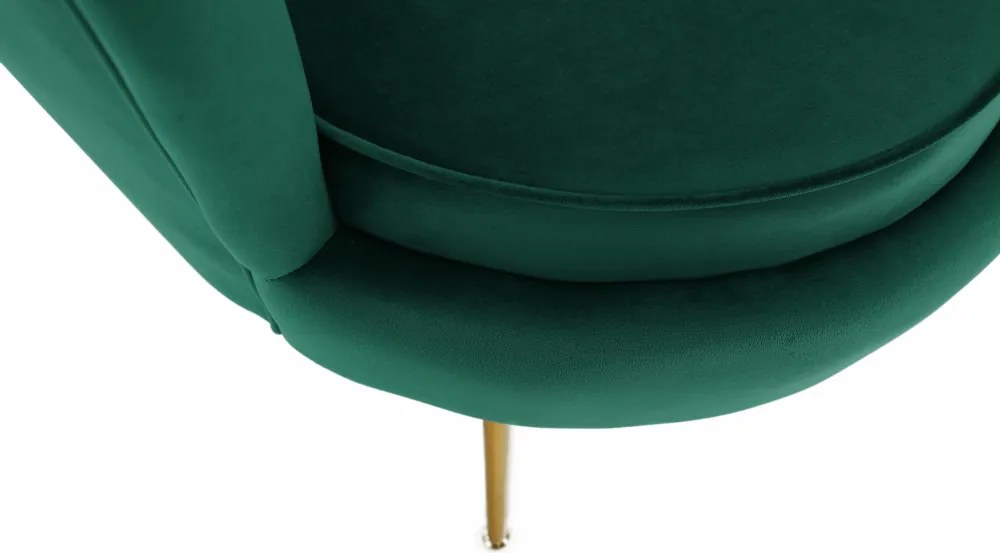 Fotel Art-deco stílusban, smaragd Velvet anyag/gold króm-arany, NOBLIN
