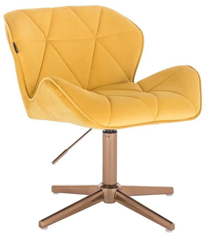 HR111CROSS Sárga modern velúr szék arany lábbal