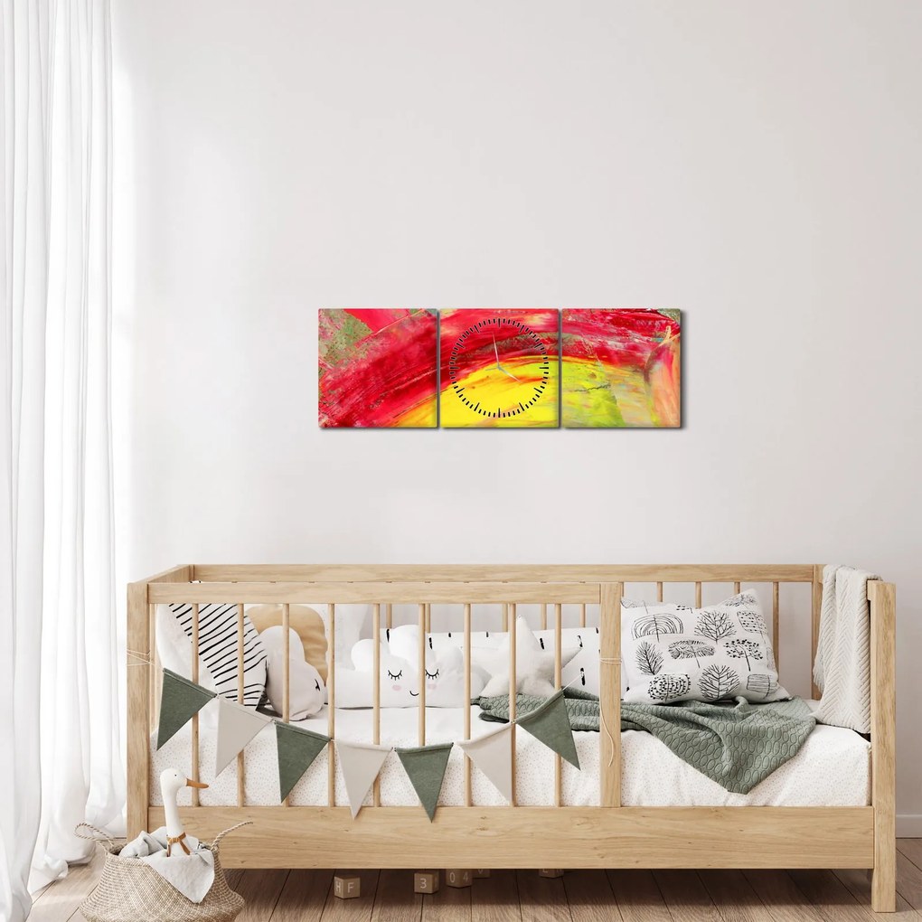 Absztrakció kép - festmény (órával) (90x30 cm)