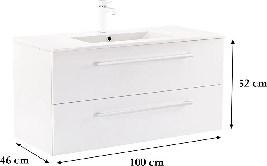 Vario Clam 100 Fürdőszoba alsó szekrény mosdóval