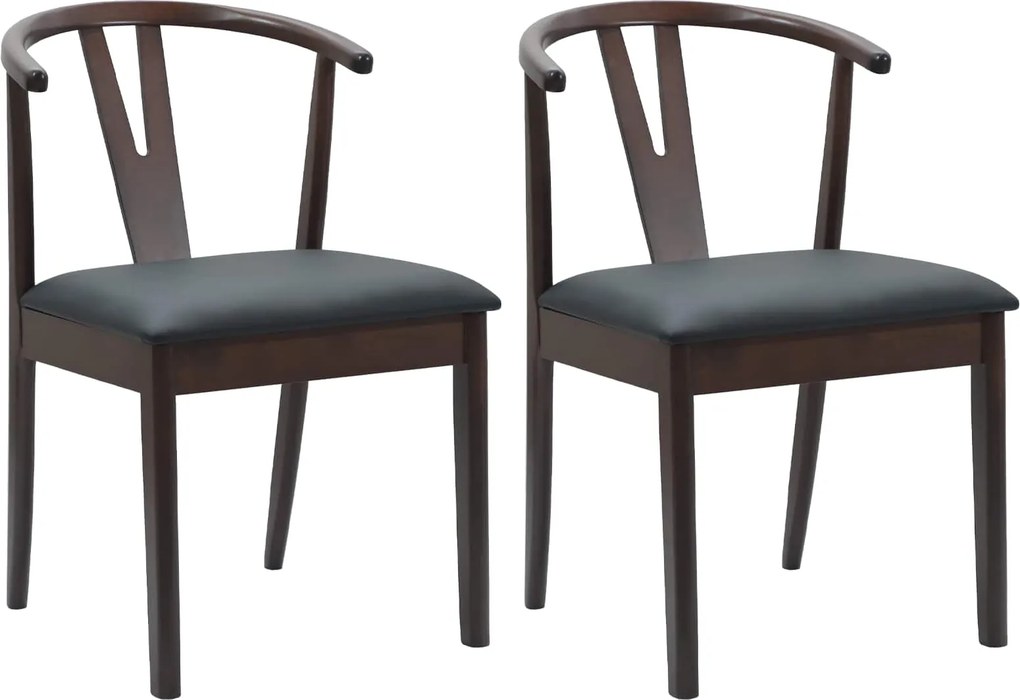 vidaXL Étkezőszék 2 pcs Világosbarna és fekete Tömör Gumi Fa