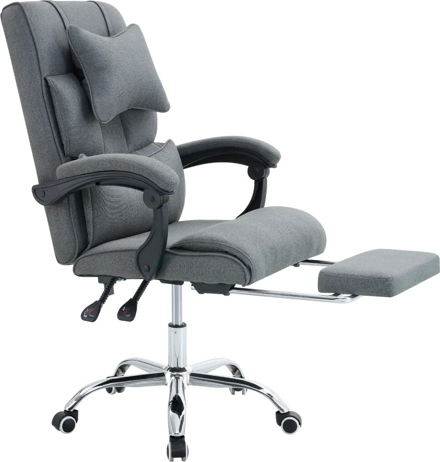 Irodai szék kihúzható lábtartóval, szürke/króm, WALDOR NEW