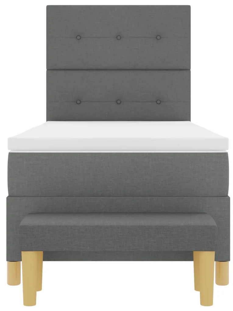 Boxspring Ágy matraccal és paddal Sötétszürke 100x200 cm Szövet