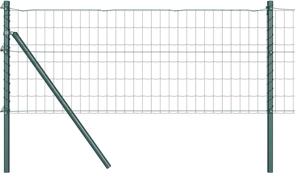 vidaXL Kerítés oszlopokkal Zöld 0,6 x 25 m Acél és PVC