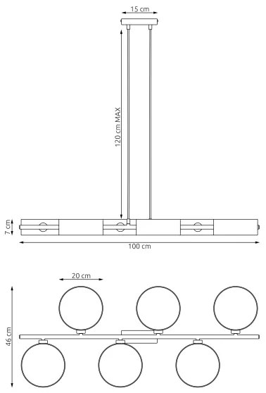 Zsinóros csillár DRUMZ 6xE14/10W/230V fekete/szürke