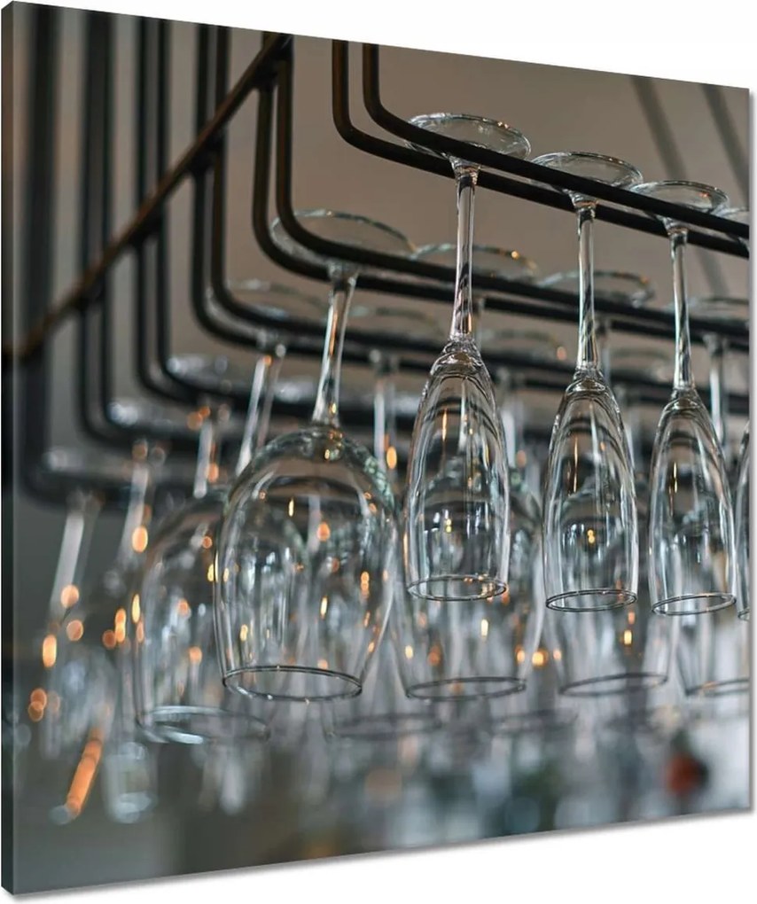 Vászonkép 60x60 Függő poharak a bárban
