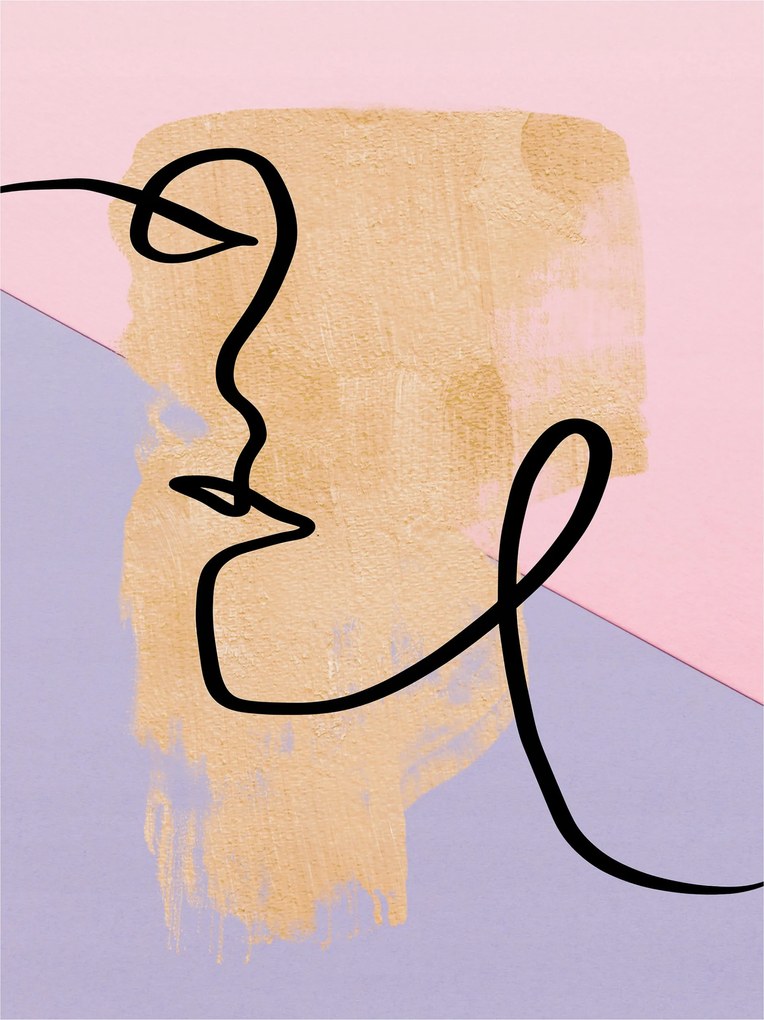 Fotótapéta Arany geometria profil rózsaszín-kék 206x275 modern +ragasztó